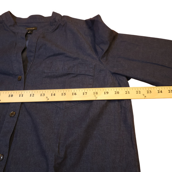 Ann Taylor Denim Maxi Dress Sz 14 Long Sleeve Button Up Belted Chambray India - Picture 7 of 10